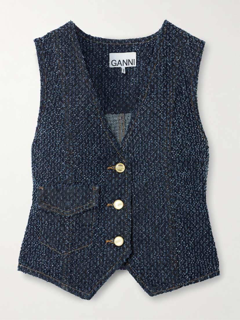 Ganni Fluffy Distressed Organic Denim Vest
