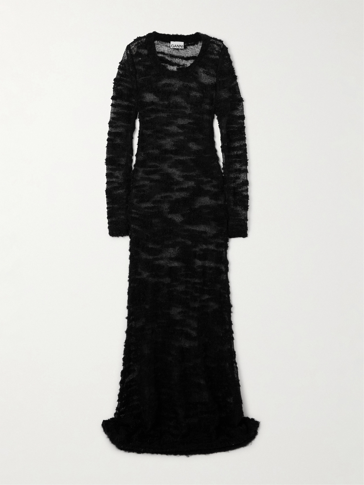 GANNI - Open-knit Bouclé Maxi Dress - Black