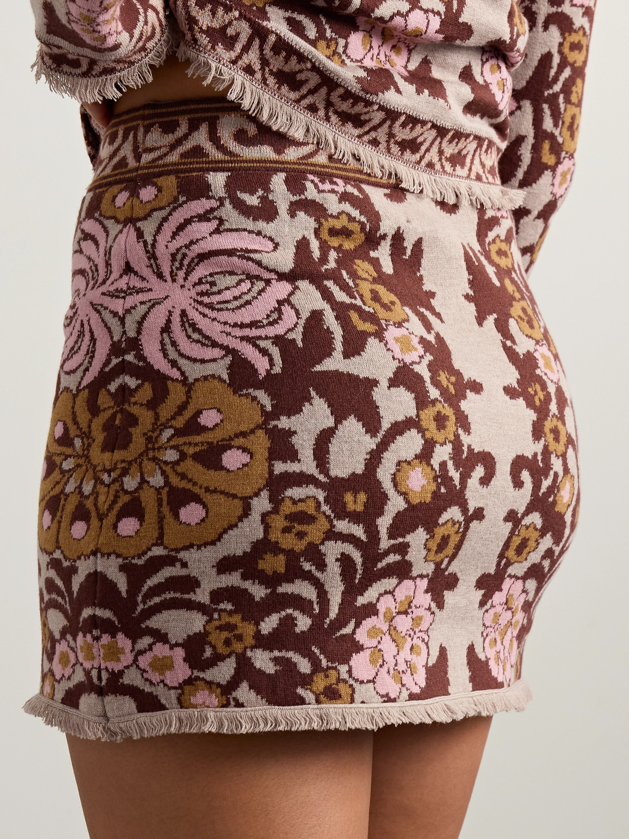 Lindy Frayed Wool And Cotton-Blend Jacquard-Knit Mini