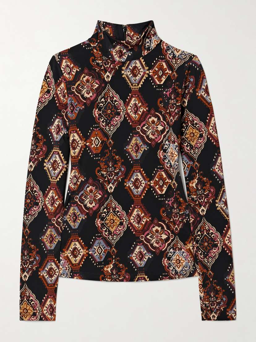 Cara Cara Suzie Printed Stretch-jersey Turtleneck Top