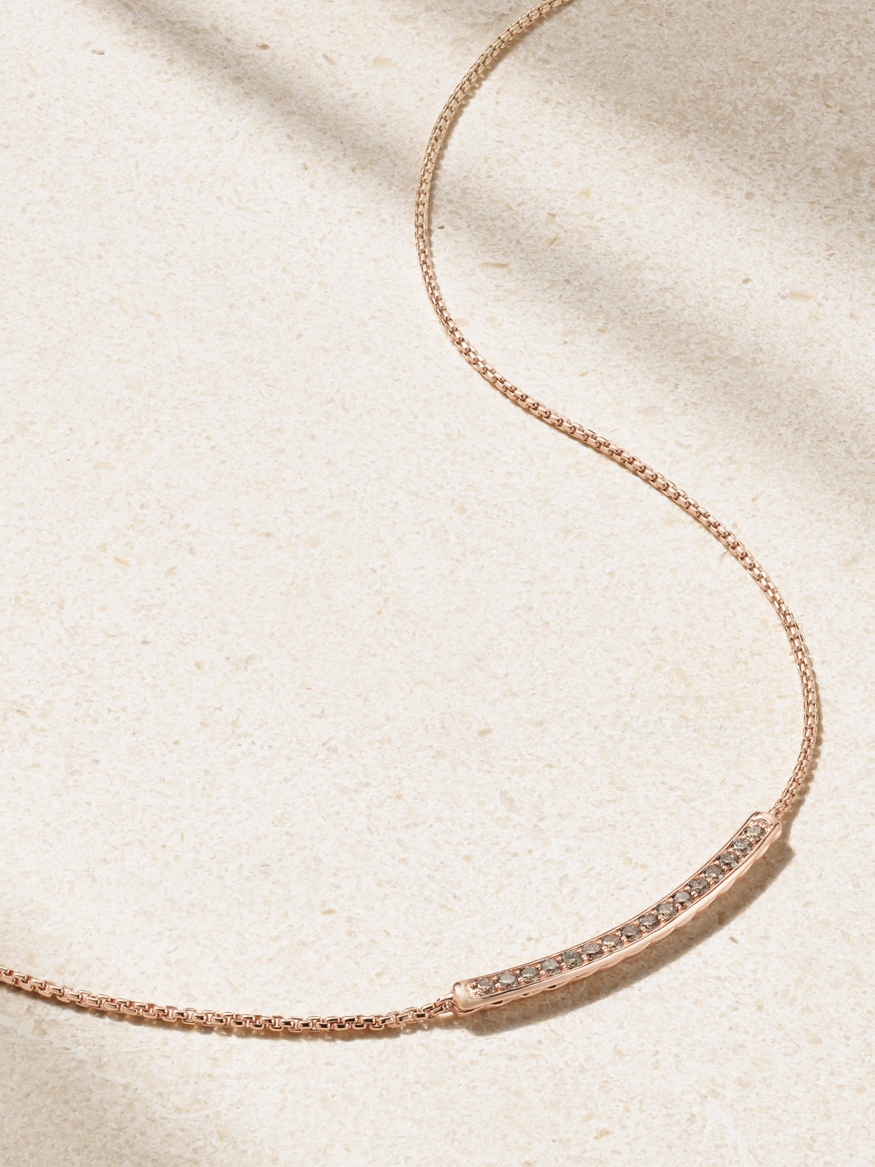 David Yurman Petite Pavé 18-karat Rose  Diamond Necklace