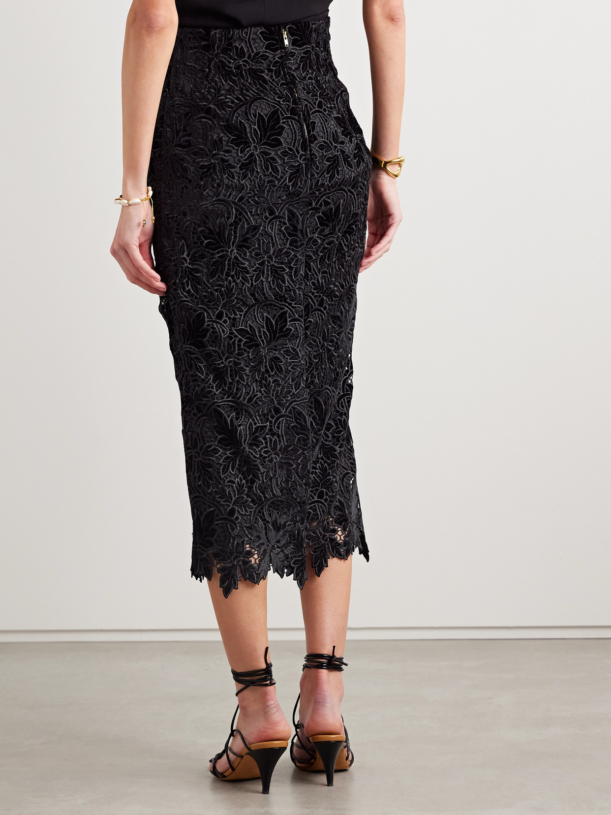 Sienna Velvet-Guipure Lace Midi