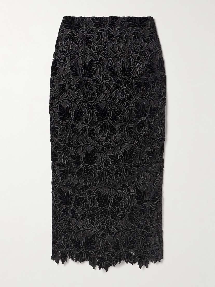 Cara Cara Sienna Velvet-guipure Lace Midi Skirt