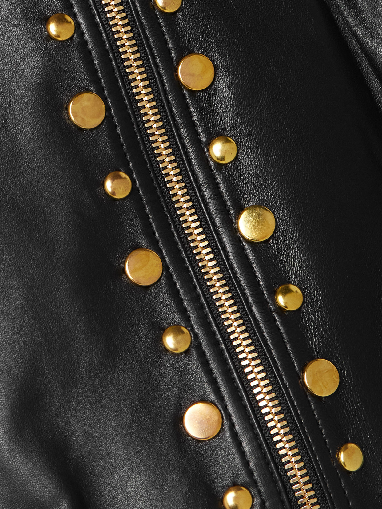 Dodo Bar Or Studded Leather Bomber Jacket In Black
