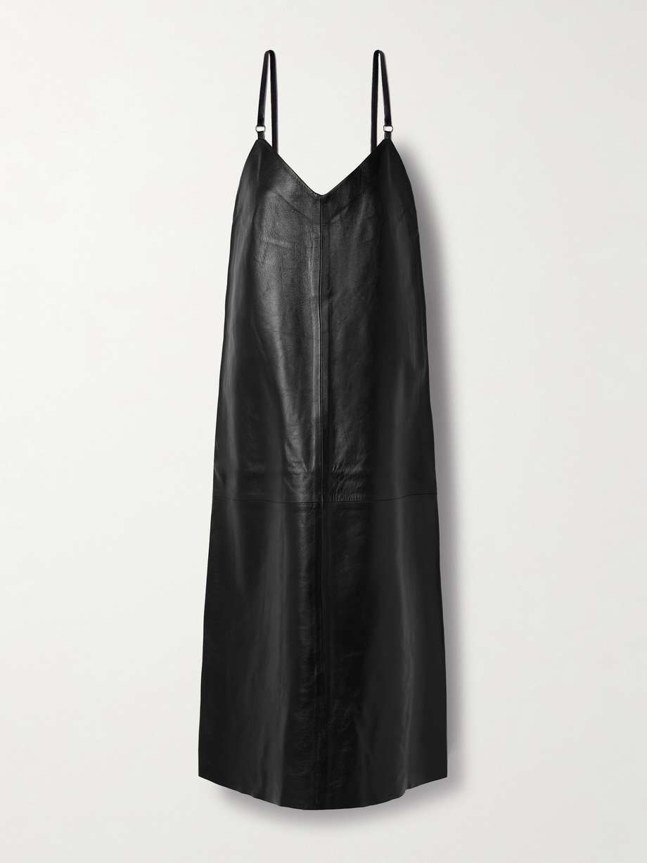 leather midi dress