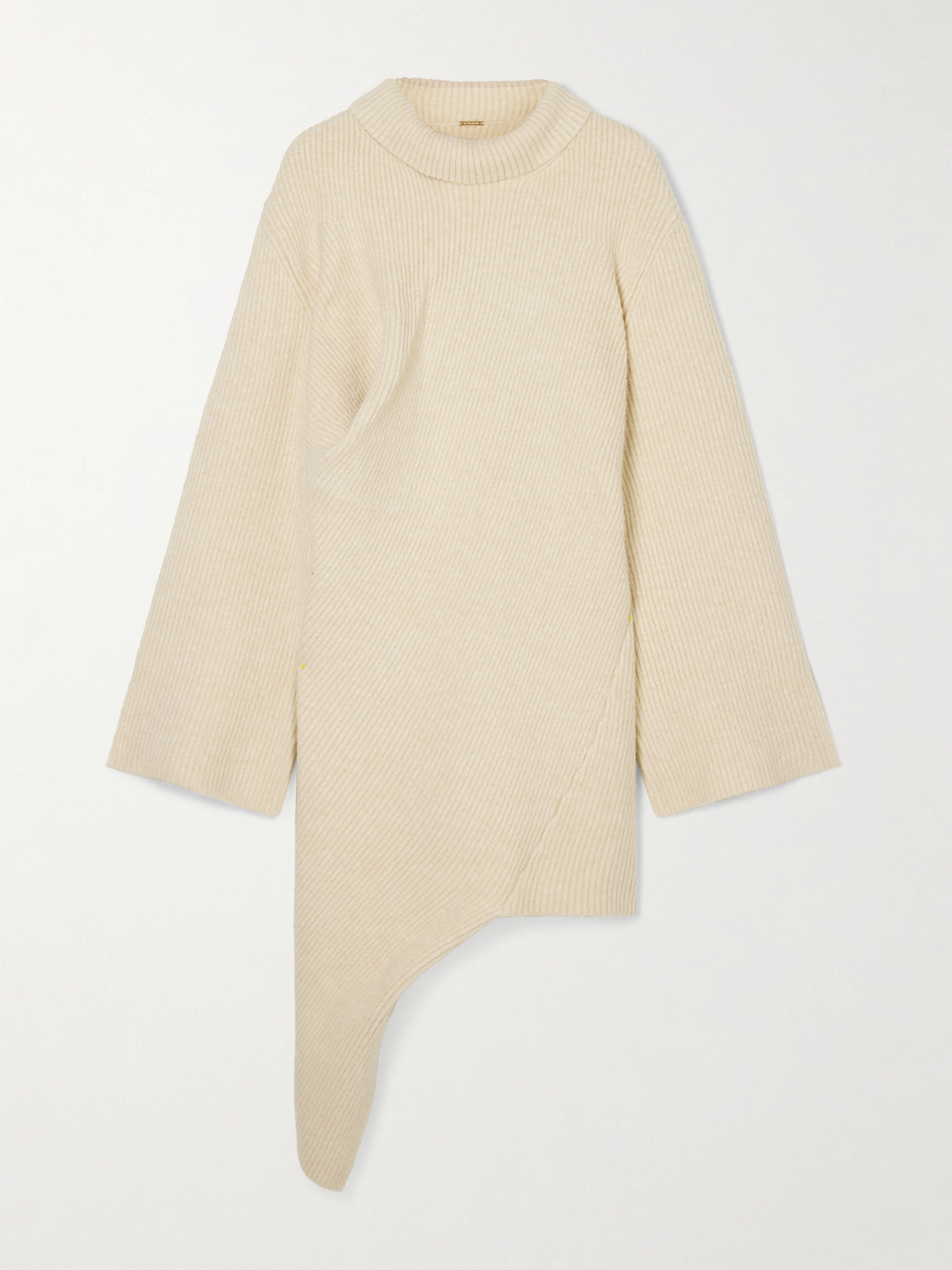 Cult Gaia - Cooke Gathered Asymmetric Ribbed-knit Turtleneck Dress - Cream