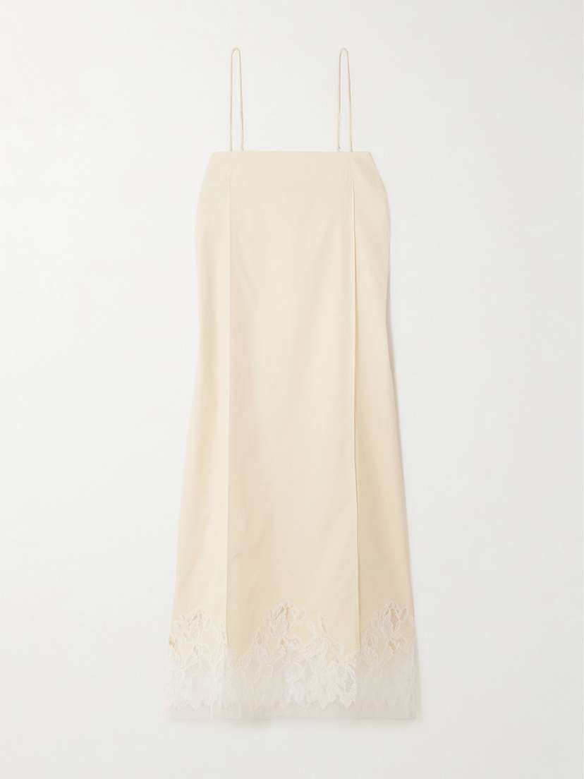 Faithfull Etienne Lace-trimmed Pleated Cotton-blend Faille Midi Dress - xx large