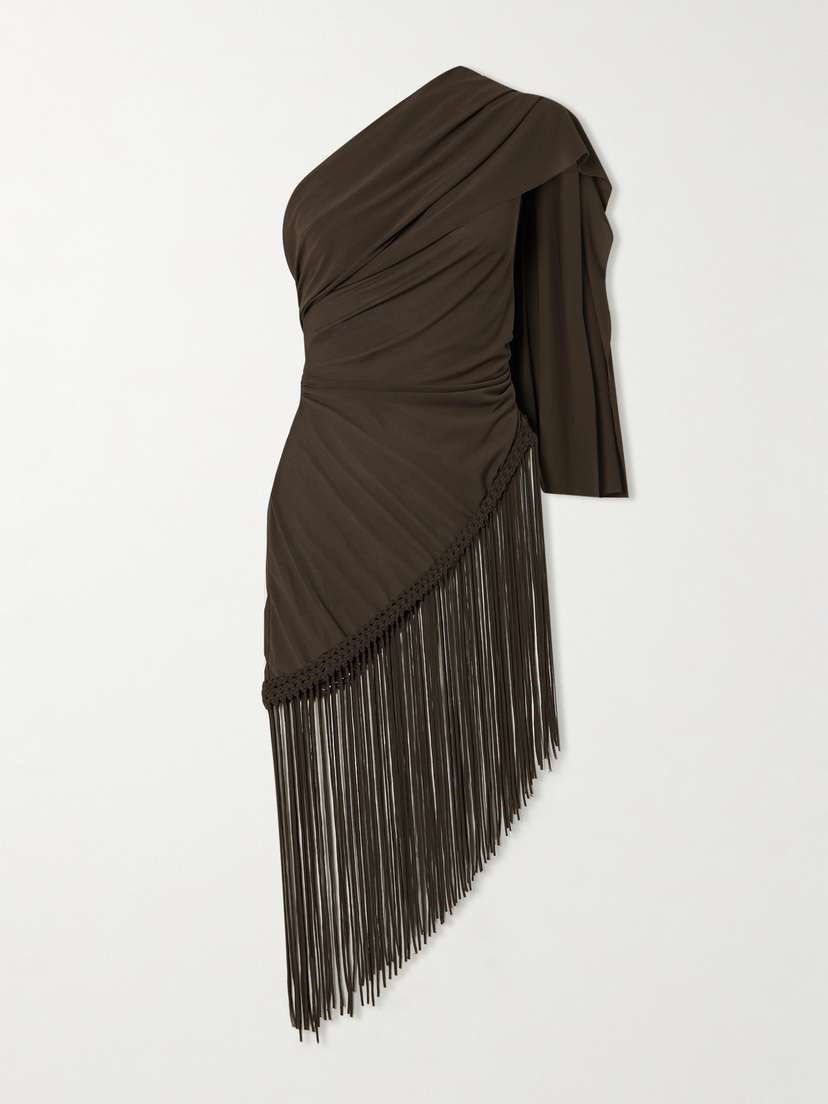 Faithfull Bodil One-shoulder Fringed Draped Stretch-crepe Top - xx large