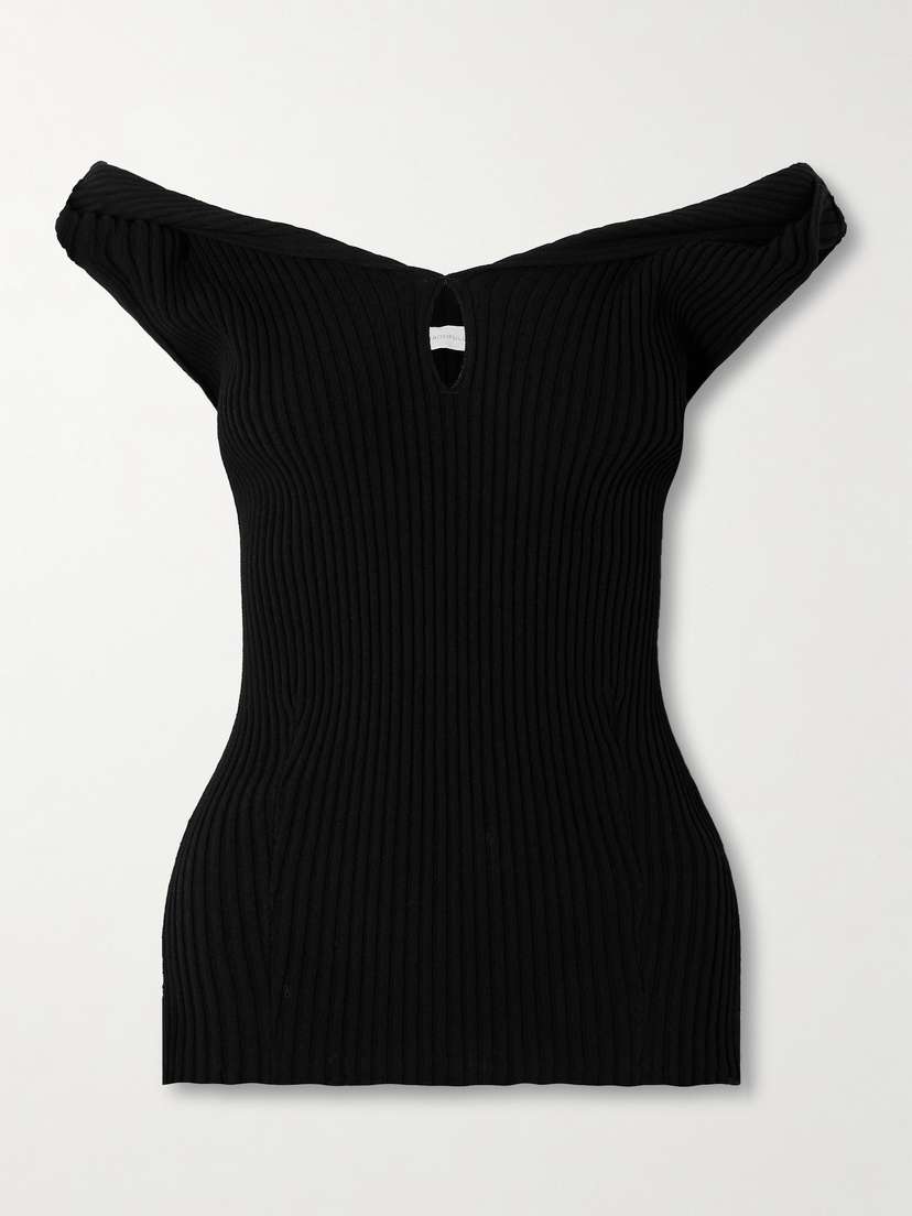 Faithfull Heidi Off-the-shoulder Cutout Ribbed-knit Top