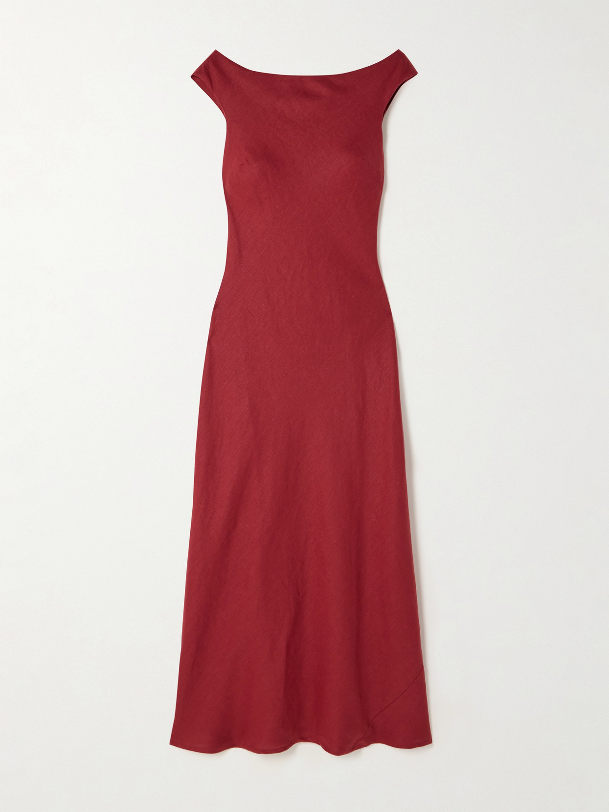 Faithfull Ilride Linen Midi Dress In Red