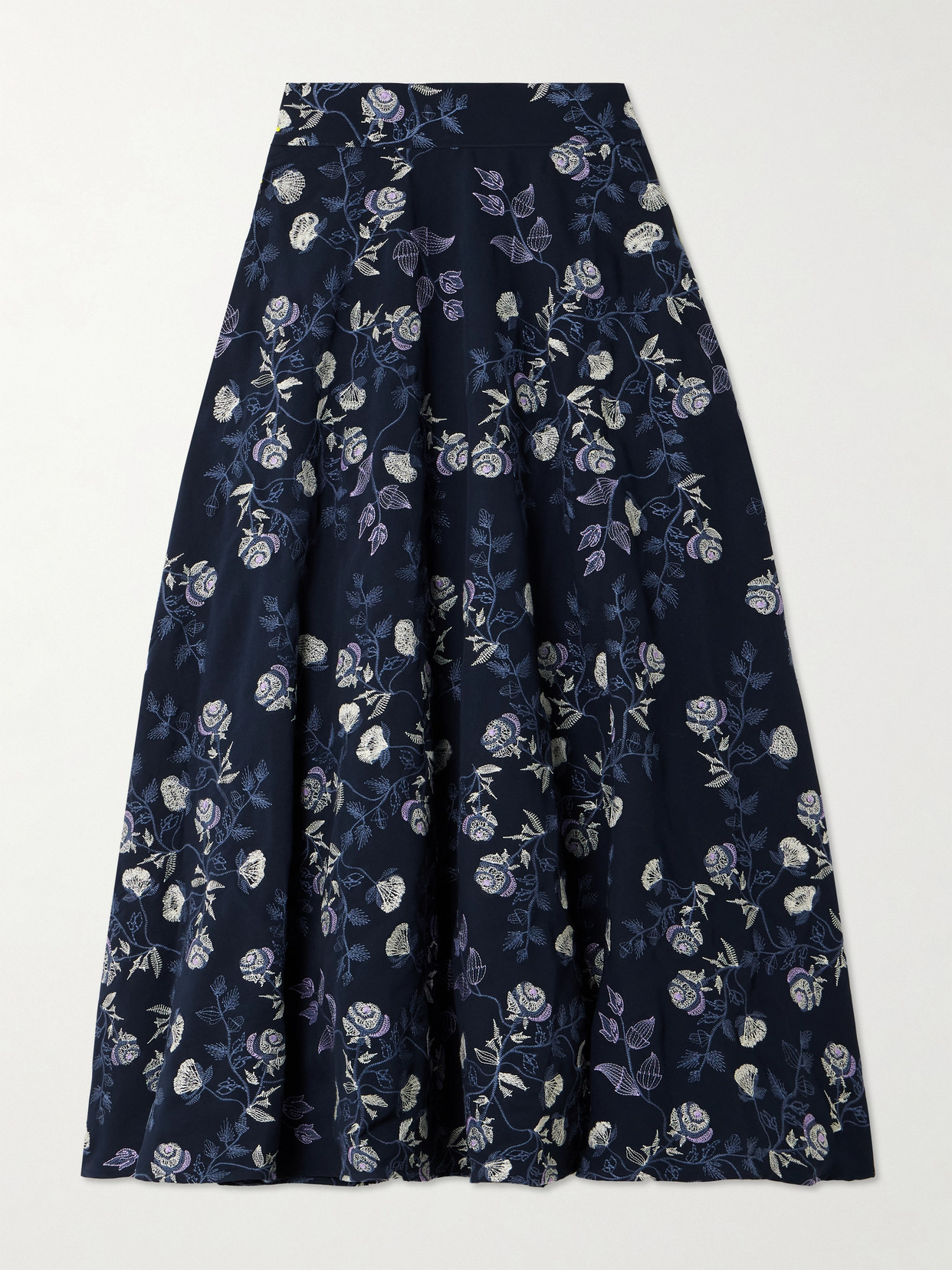 Agua by Agua Bendita - Bergamota Sueño Embroidered Twill Midi Skirt - Blue