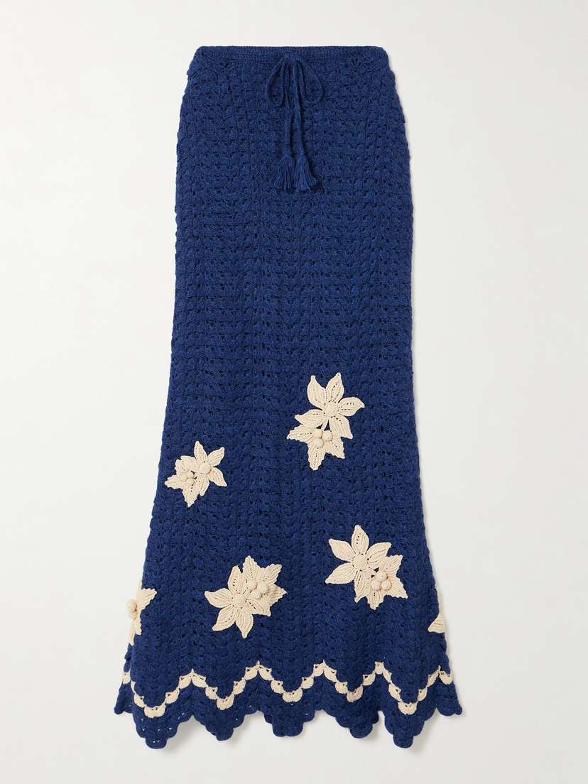Agua by Agua Bendita + Escvdo Muhu Crocheted Alpaca Midi Skirt