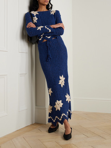 Agua by Agua Bendita + ESCVDO Muhu crocheted alpaca midi skirt