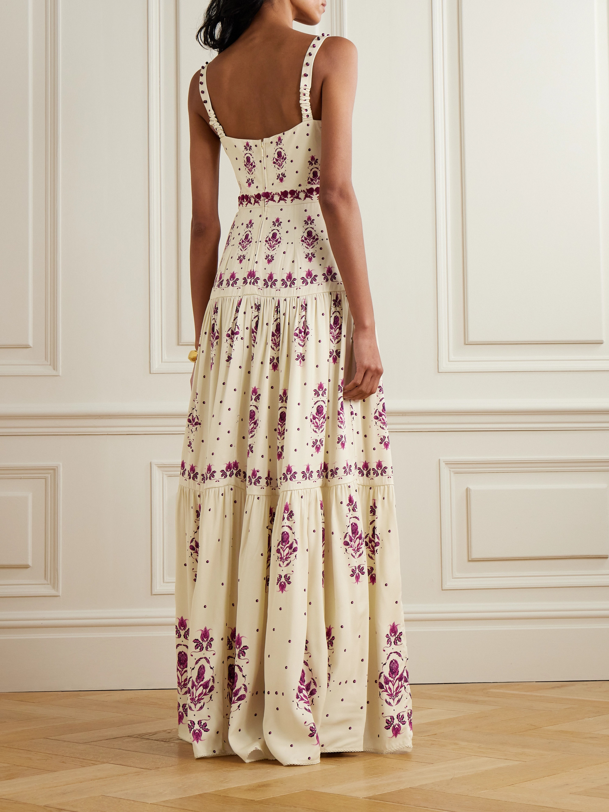 Agua by Agua Bendita Lima Relato embroidered recycled-faille maxi dress thumbnail
