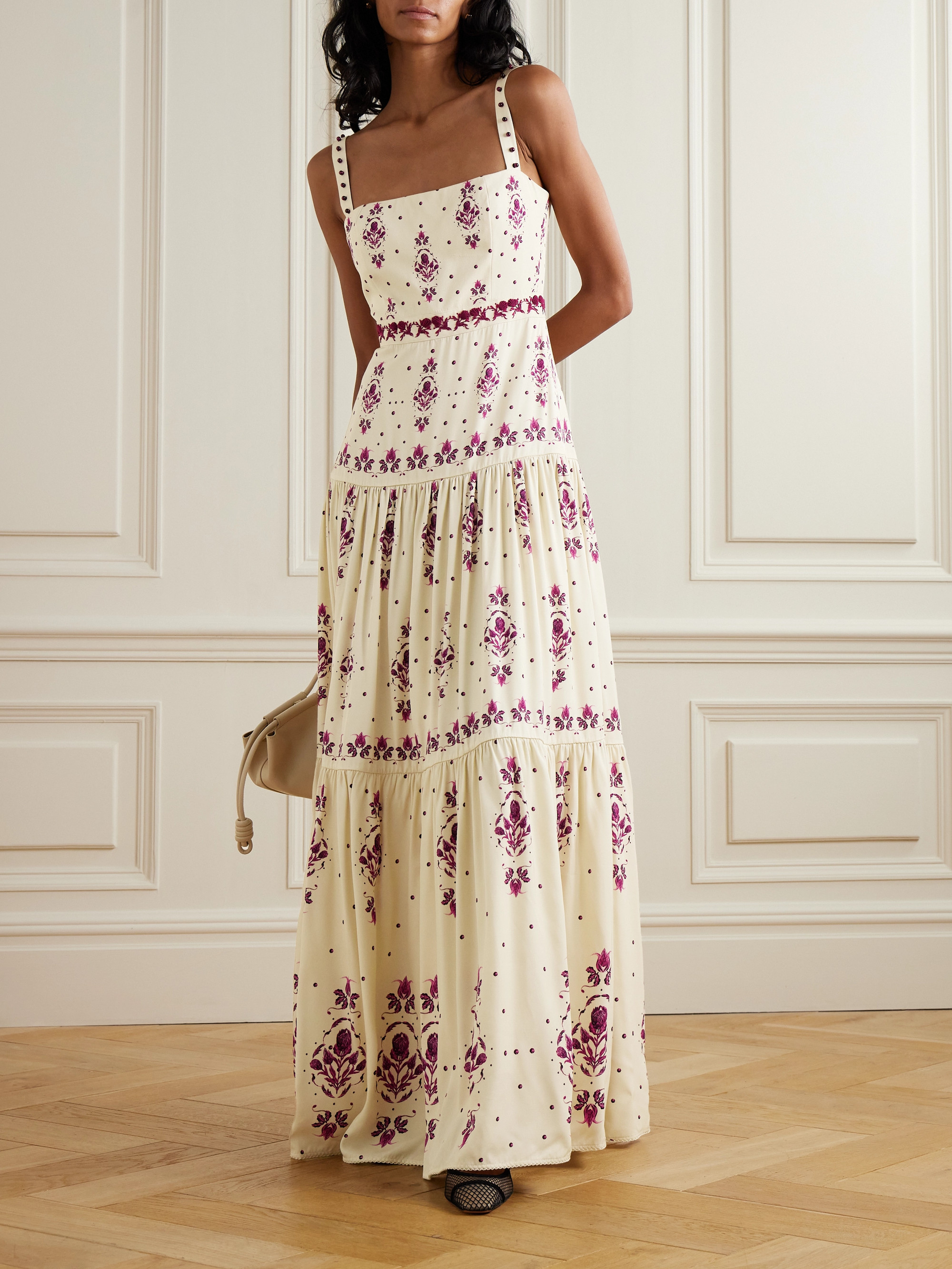Agua by Agua Bendita Lima Relato embroidered recycled-faille maxi dress