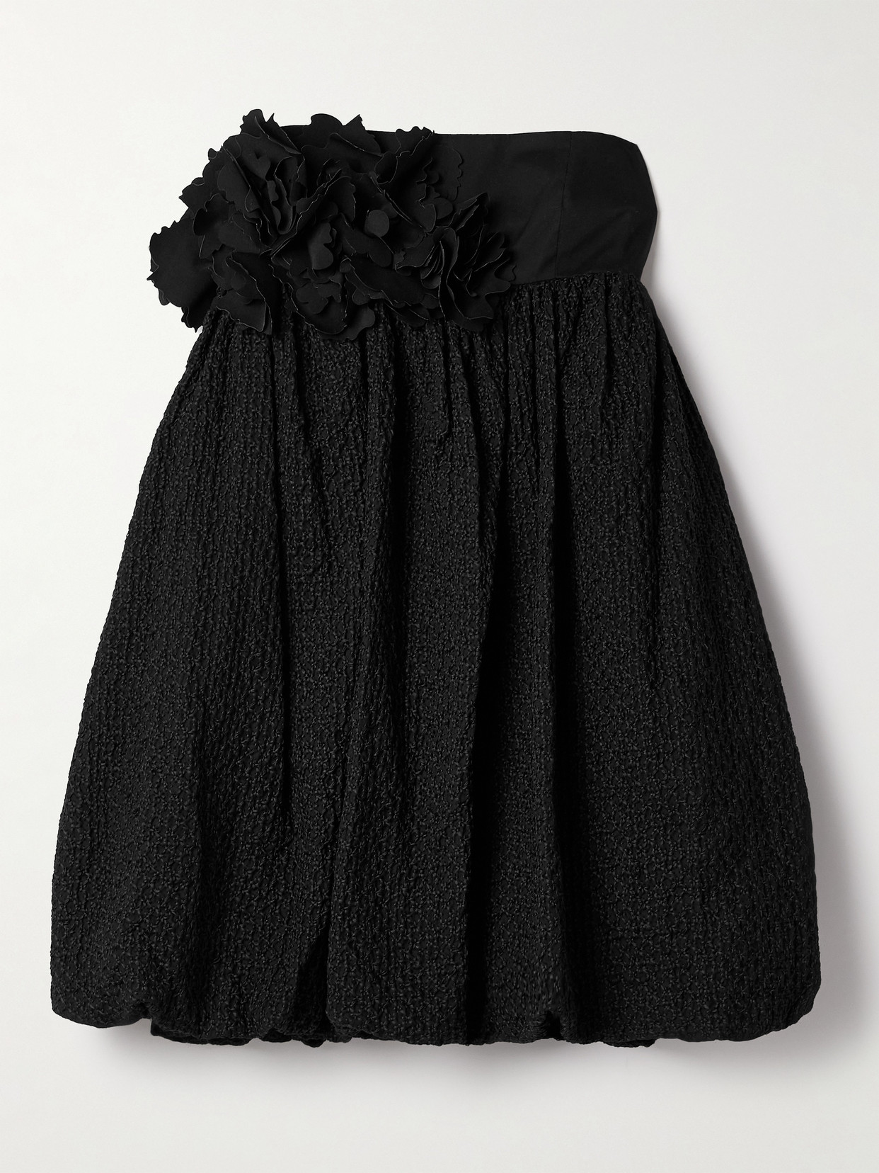 Kika Vargas Haidari Strapless Appliquéd Embroidered Cotton Mini Dress In Black