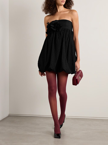 Kika Vargas Haidari strapless appliquéd embroidered cotton mini dress