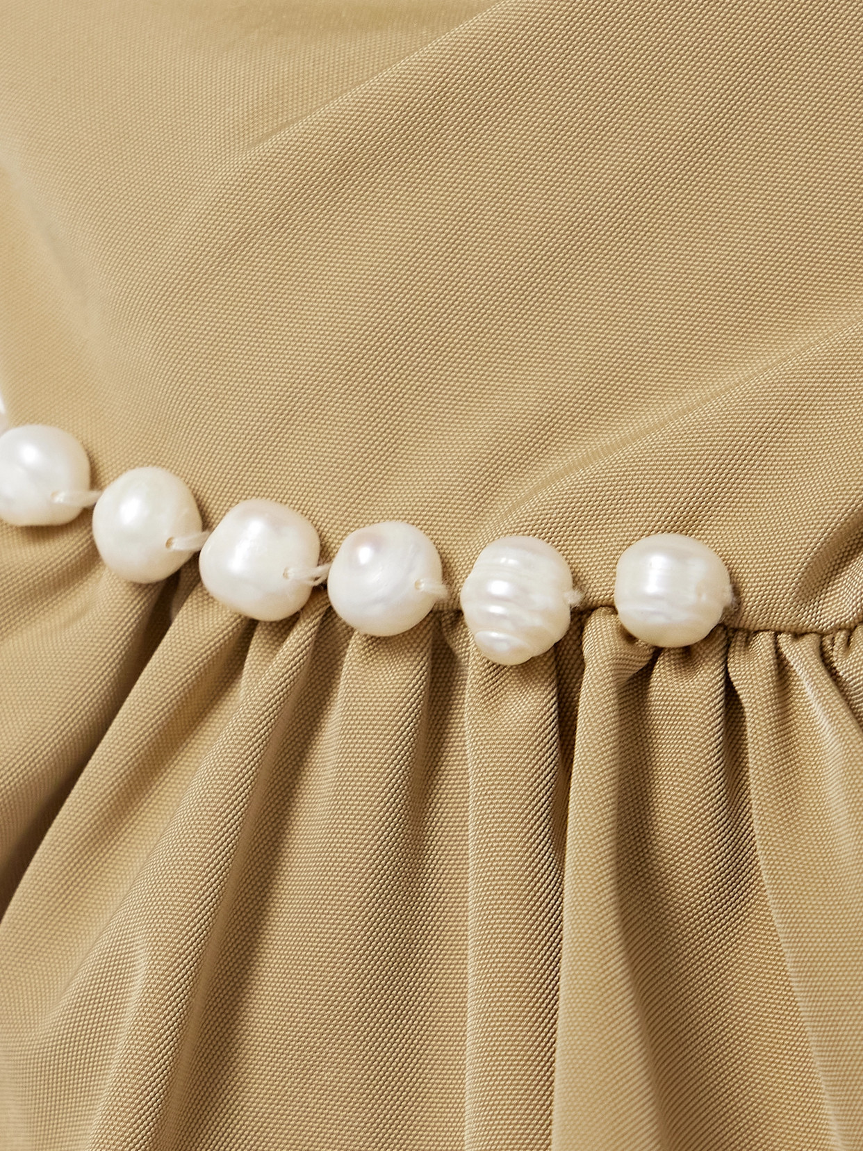 Hebe Strapless Faux Pearl-Embellished Woven Top