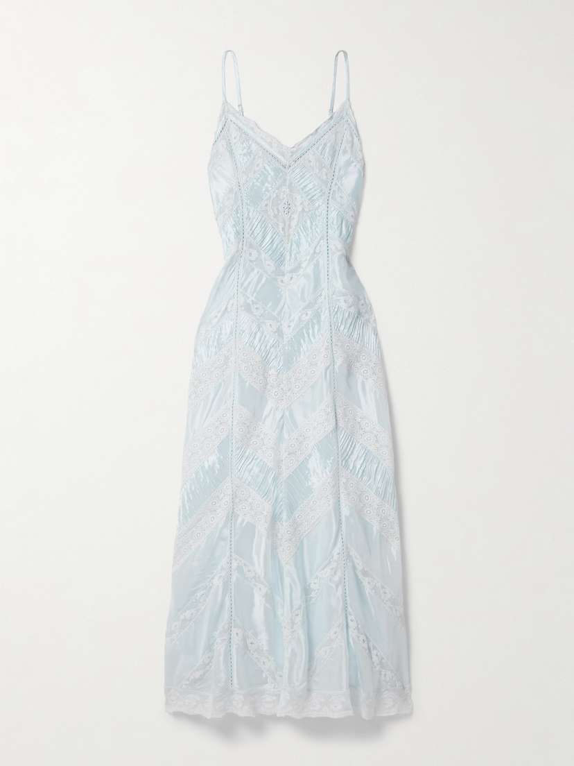 LoveShackFancy Josanne Satin And Cotton-lace Maxi Dress