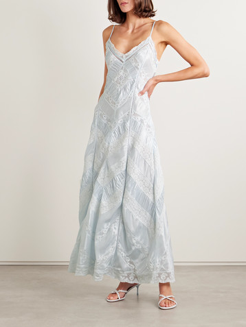 LoveShackFancy Josanne satin and cotton-lace maxi dress