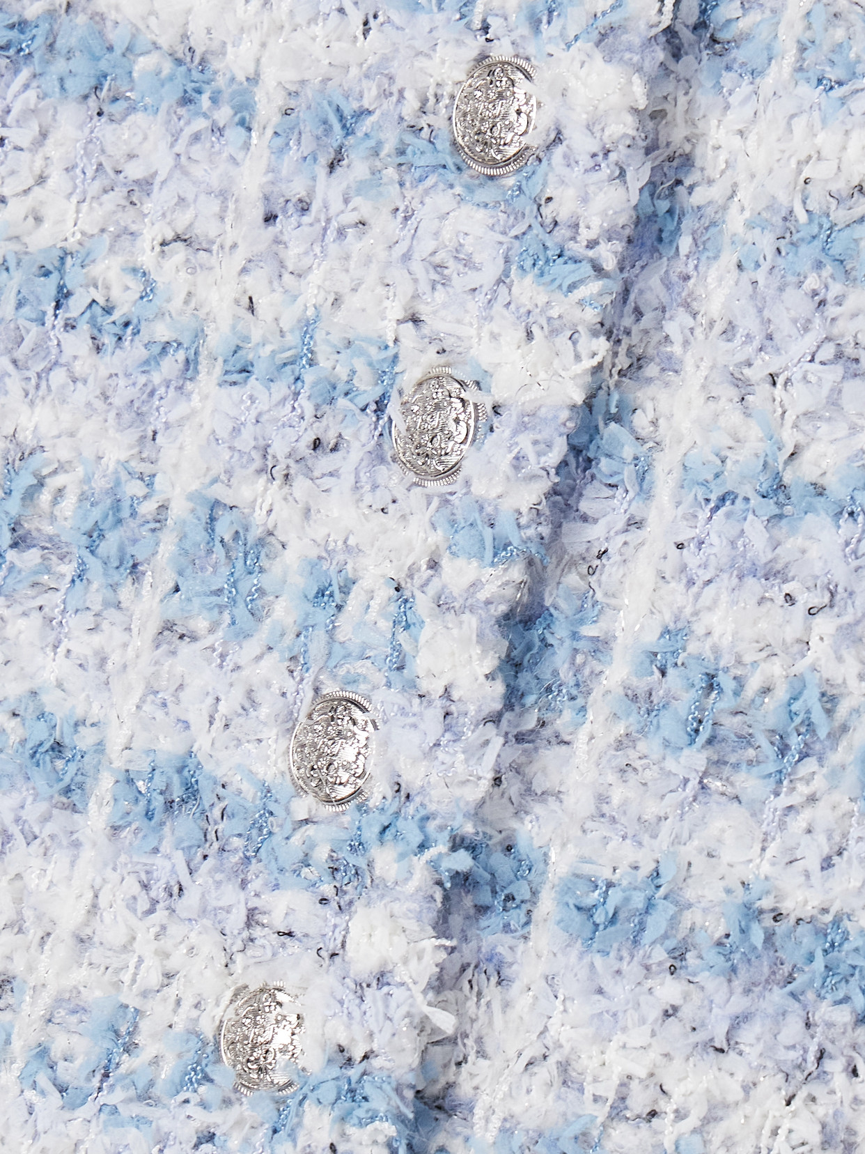 Loveshackfancy Spindle Checked Metallic Tweed Jacket In Blue