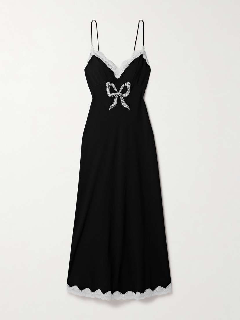 LoveShackFancy Manuela Lace-trimmed Crepe Midi Dress - x large