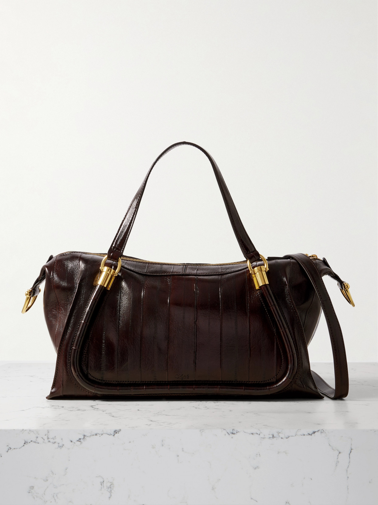 Chloé Paraty 24 Piped Eel Shoulder Bag In Brown | ModeSens