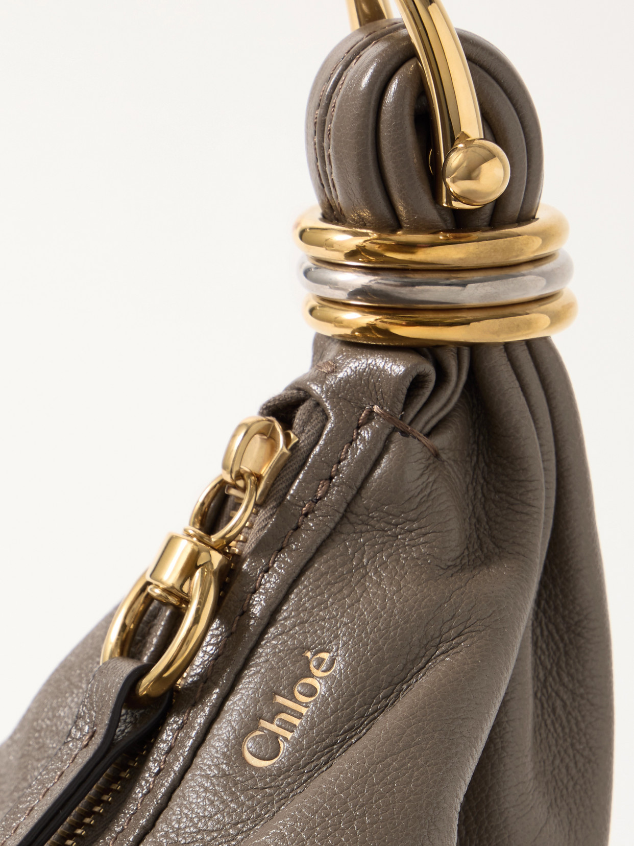 Shop Chloé Bracelet Embellished Textured-leather Shoulder Bag In Brown