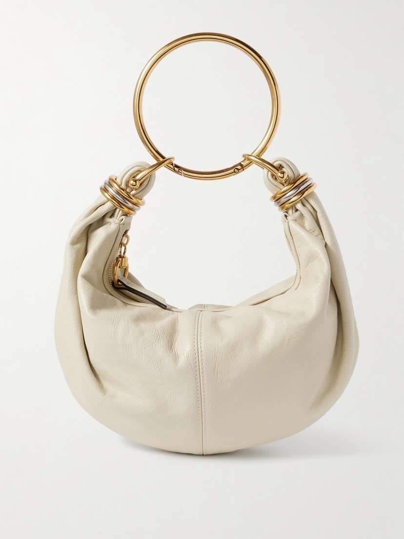 Chloé Bracelet Embellished Glossed Textured-leather Shoulder Bag