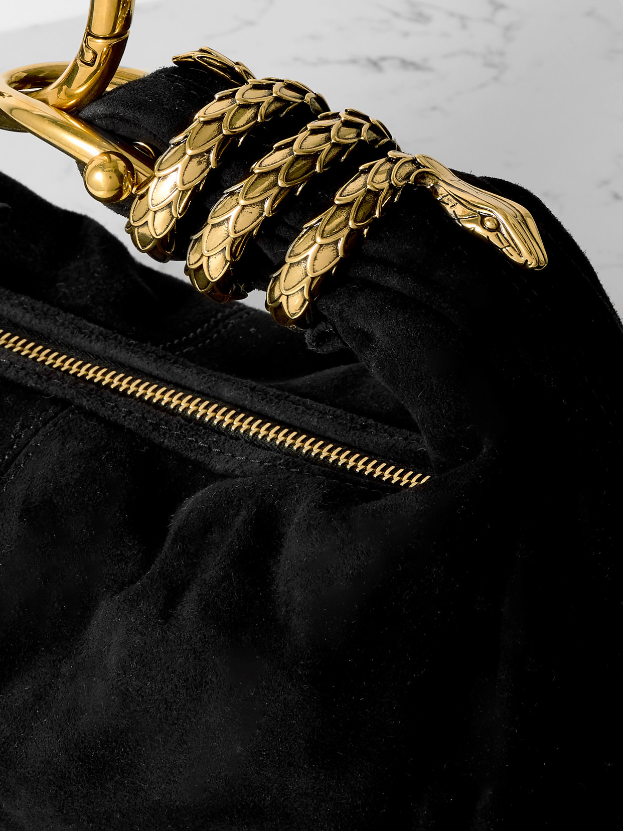 Shop Chloé Embellished Suede Shoulder Bag In Black