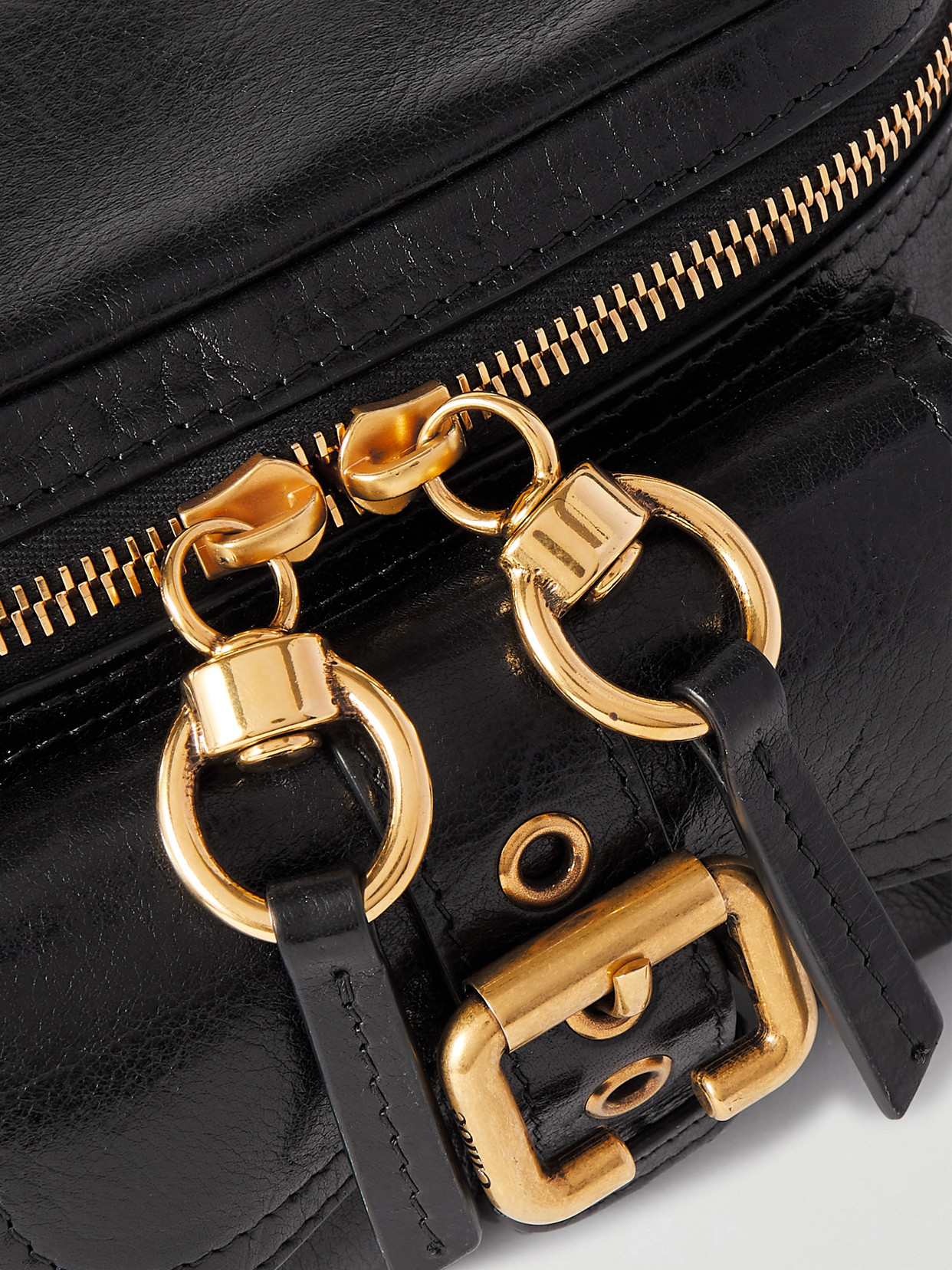 Chloé Leather Camera Handbag Adjustable Strap In Black