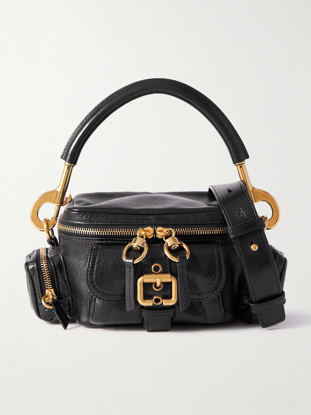 Chloé Leather Camera Handbag Adjustable Strap In Black