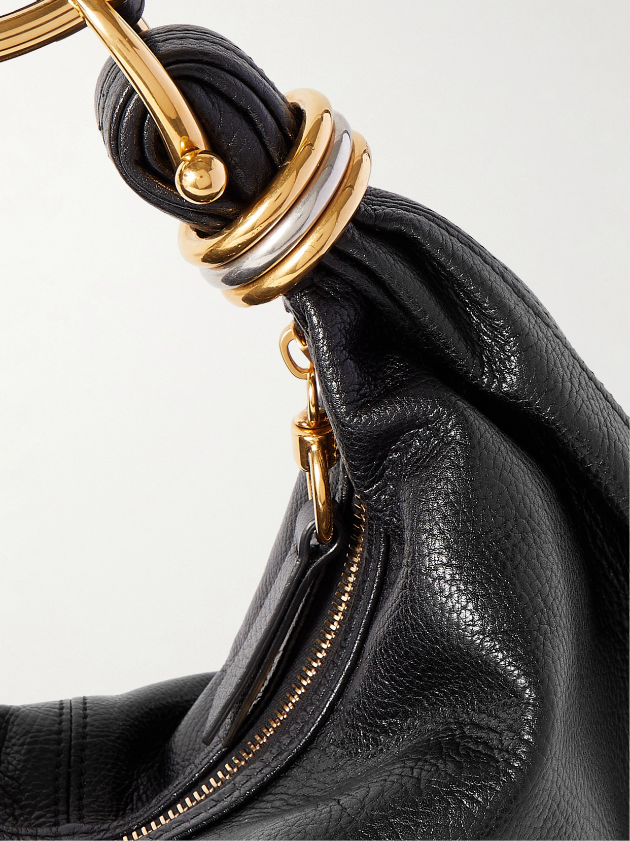 Chloé Bracelet Embellished Glossed Textured-leather Shoulder Bag In Black