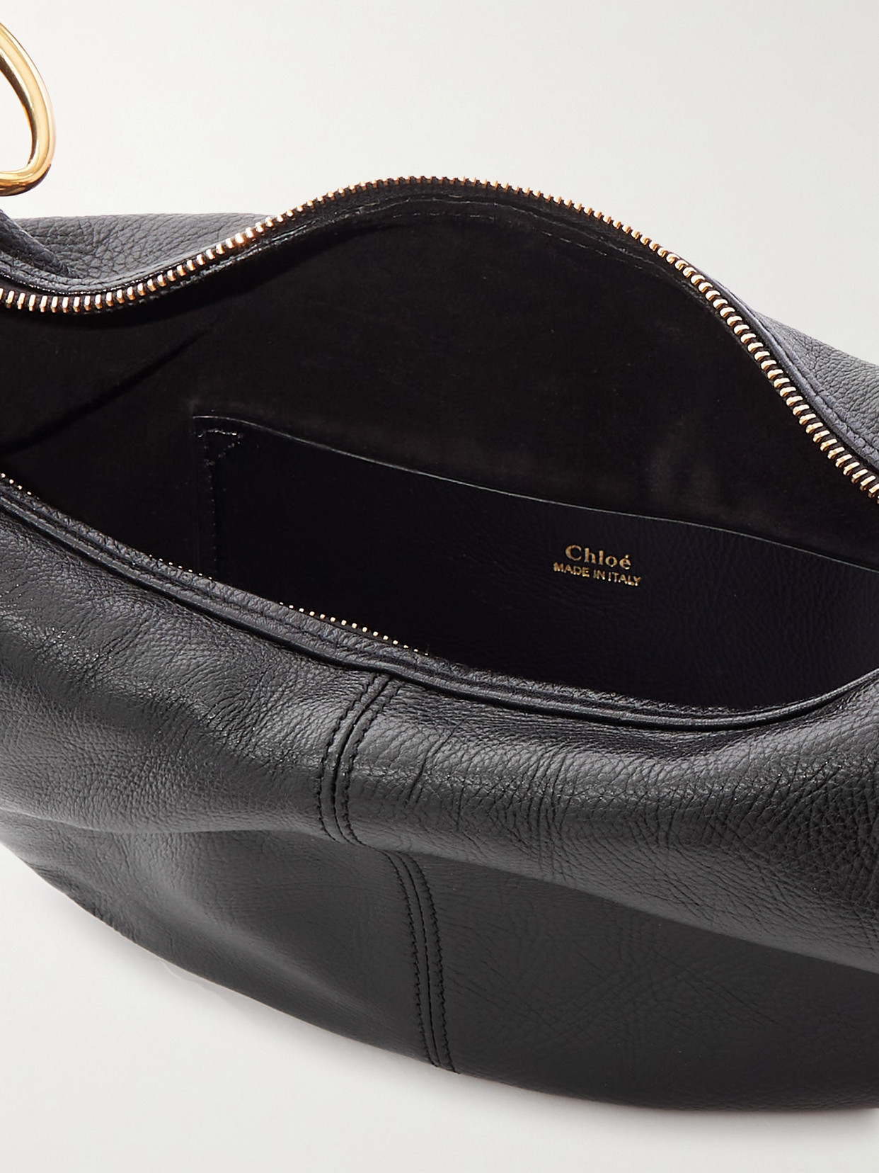 Chloé Bracelet Embellished Glossed Textured-leather Shoulder Bag In Black