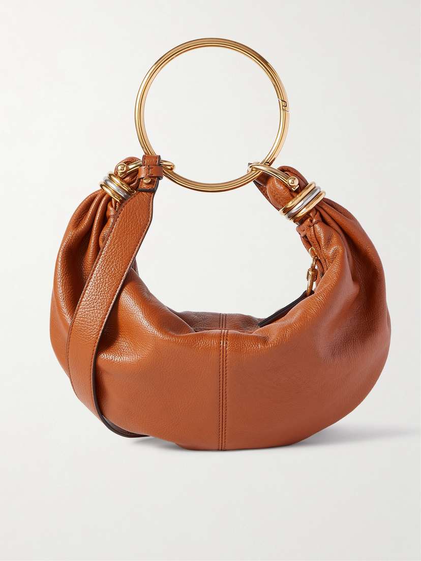 Chloé Bracelet Embellished Glossed Textured-leather Shoulder Bag