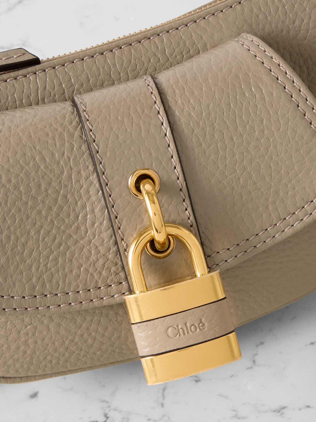 Shop Chloé The 99 Embellished Textured-leather Shoulder Bag In Gray