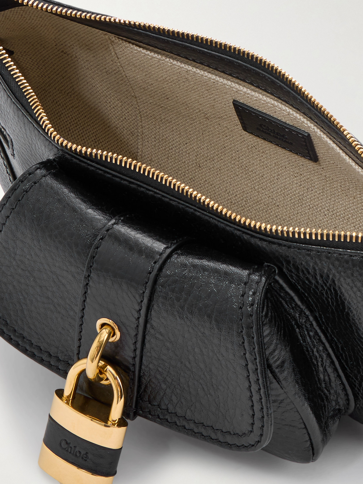 Chloé The 99 Embellished Textured-leather Shoulder Bag In Black