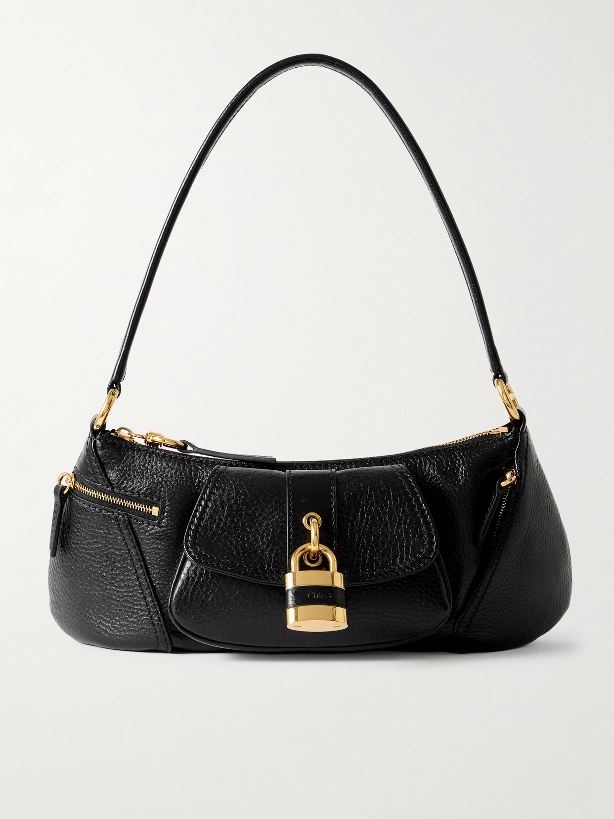 Chloé The 99 Embellished Textured-leather Shoulder Bag In Black