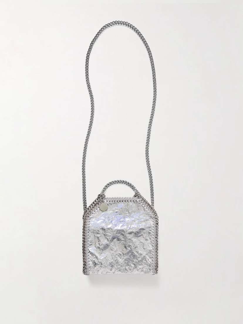 Stella McCartney Falabella Tiny Metallic Vegetarian Cracked-leather Shoulder Bag
