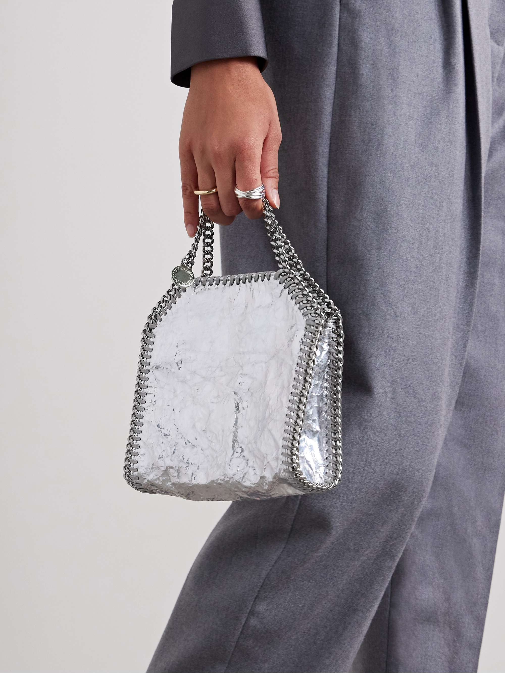 STELLA MCCARTNEY Falabella tiny metallic vegetarian cracked 