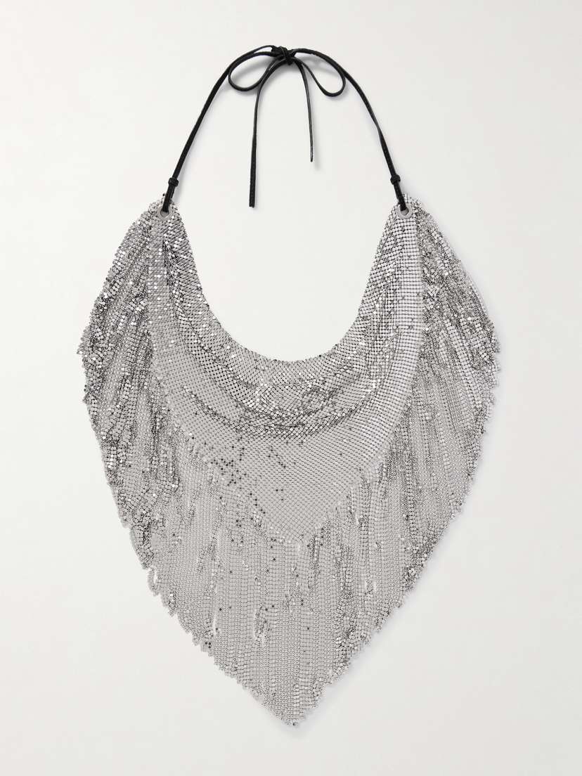 Jil Sander Proto Leather-trimmed Chainmail Necklace