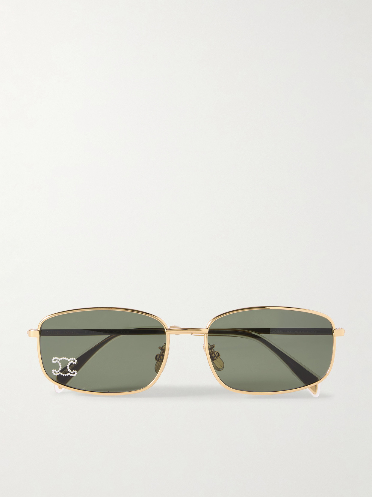 Celine Triomphe Crystal-embellished Square-frame Gold-tone Sunglasses In Gold