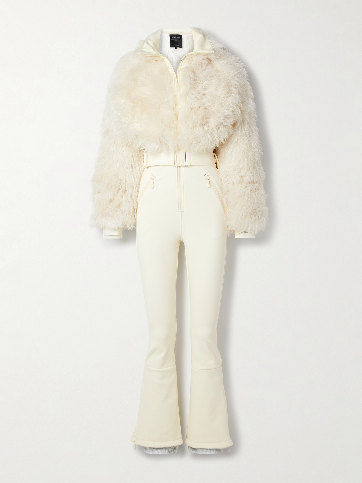 CORDOVA NOZAWA BELTED SHEARLING AND STRETCH-JERSEY SKI SUIT