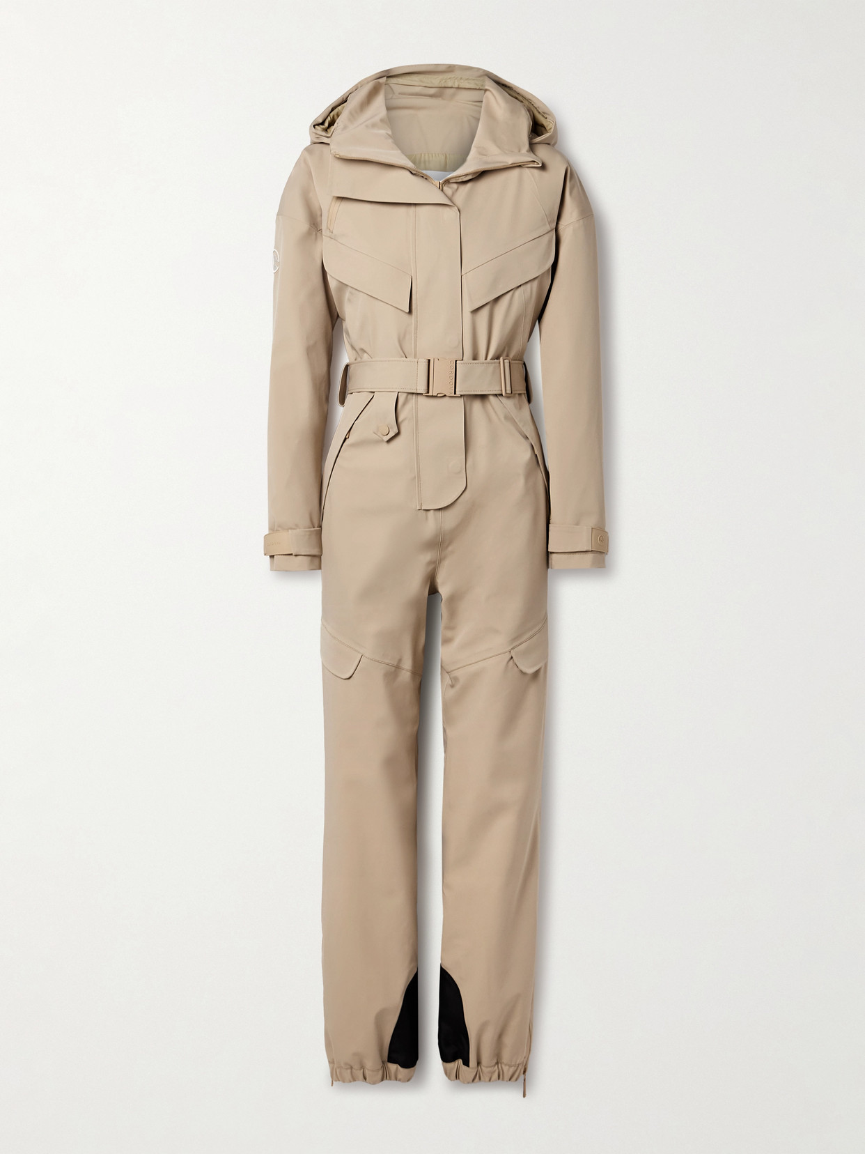 Cordova Apex Hooded Belted Ski Suit In Neutrals