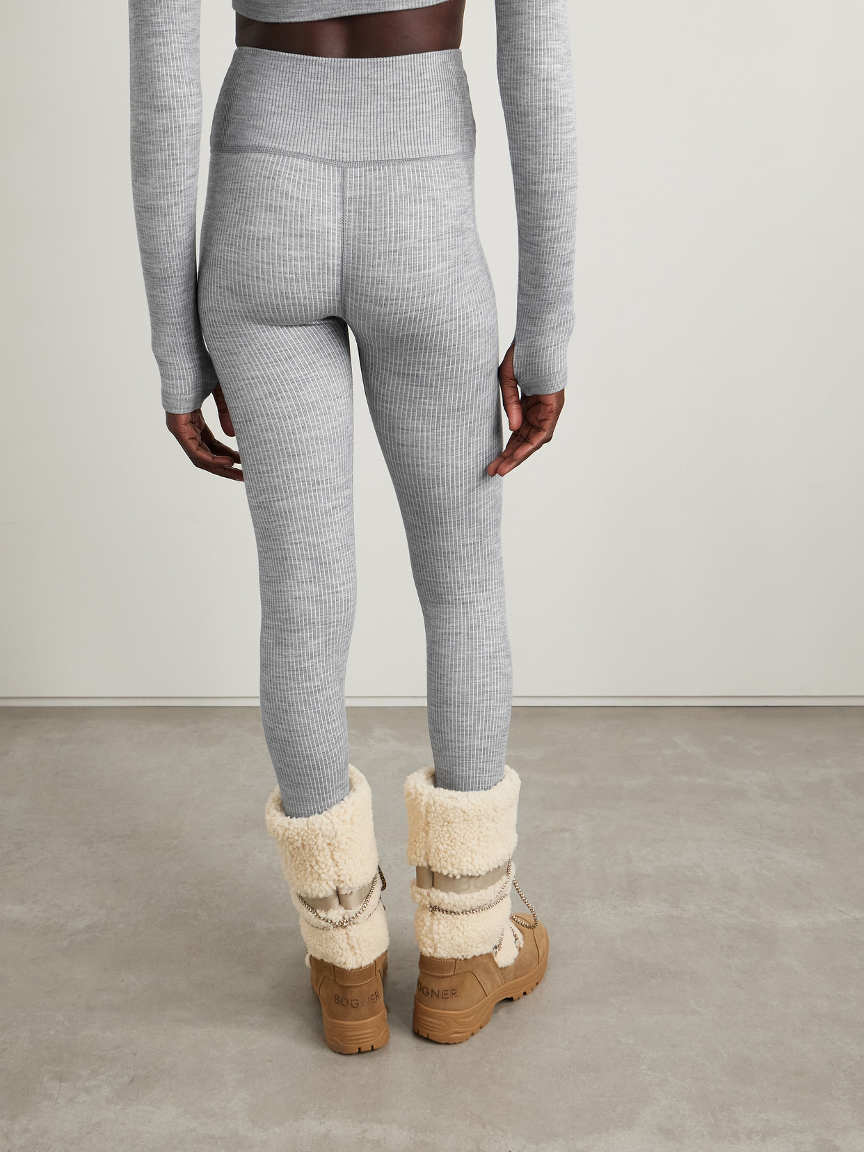Cordova Stowe Ribbed Wool-blend Leggings In Gray