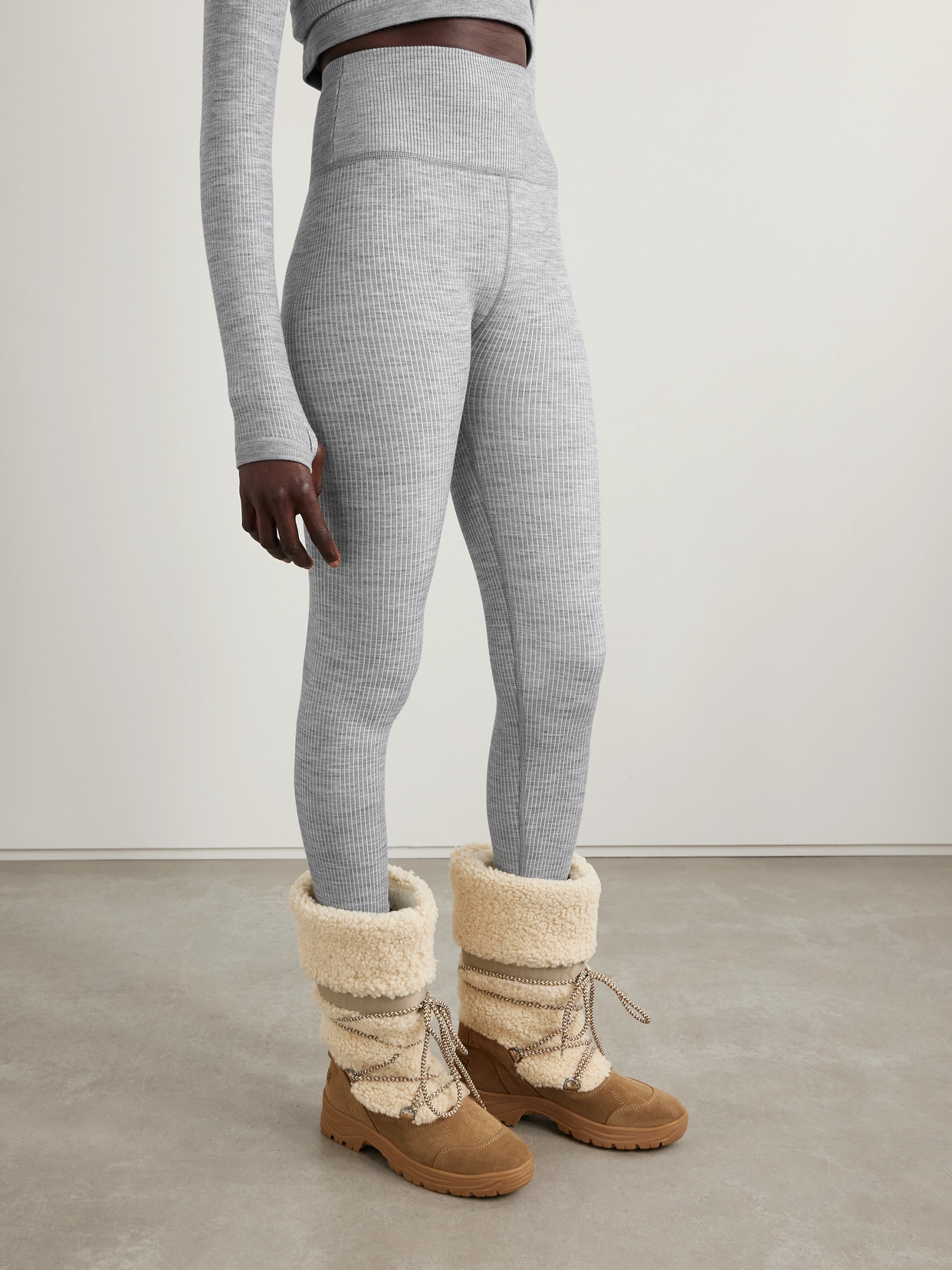 Cordova Stowe Ribbed Wool-blend Leggings In Gray