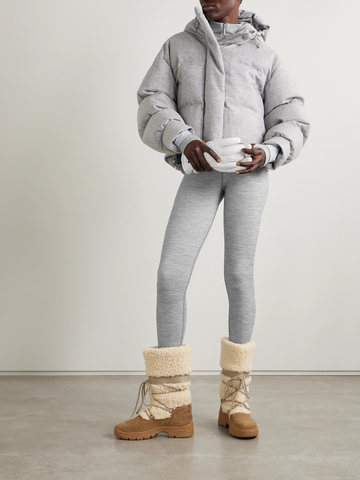 Cordova Stowe Ribbed Wool-blend Leggings In Gray