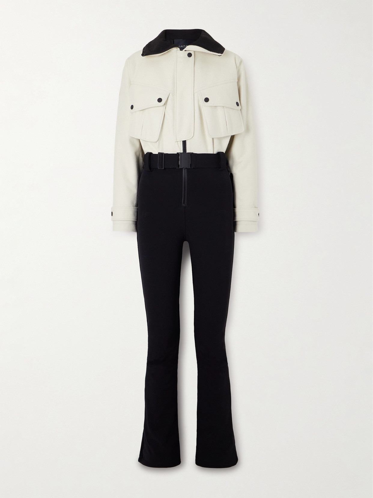 Cordova The Telluride Belted Two-tone Wool-blend And Twill Ski Suit In Cream
