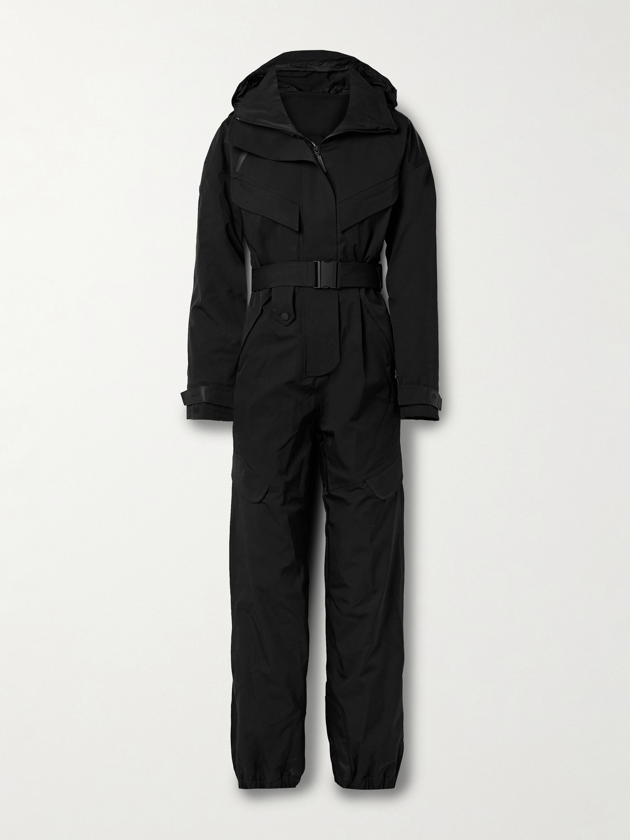 Cordova Sommet Hooded Belted Padded Ski Suit In Black