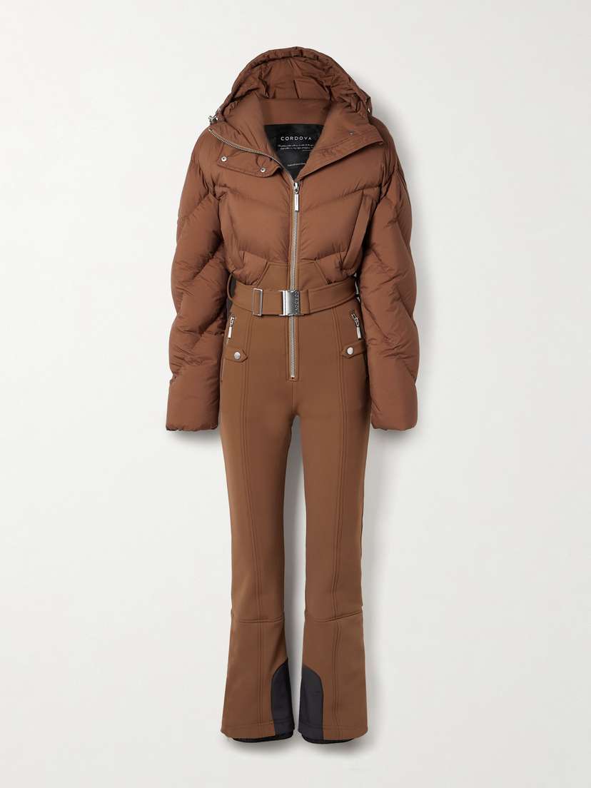 Cordova Ajax Belted Hooded Quilted Down Ski Suit